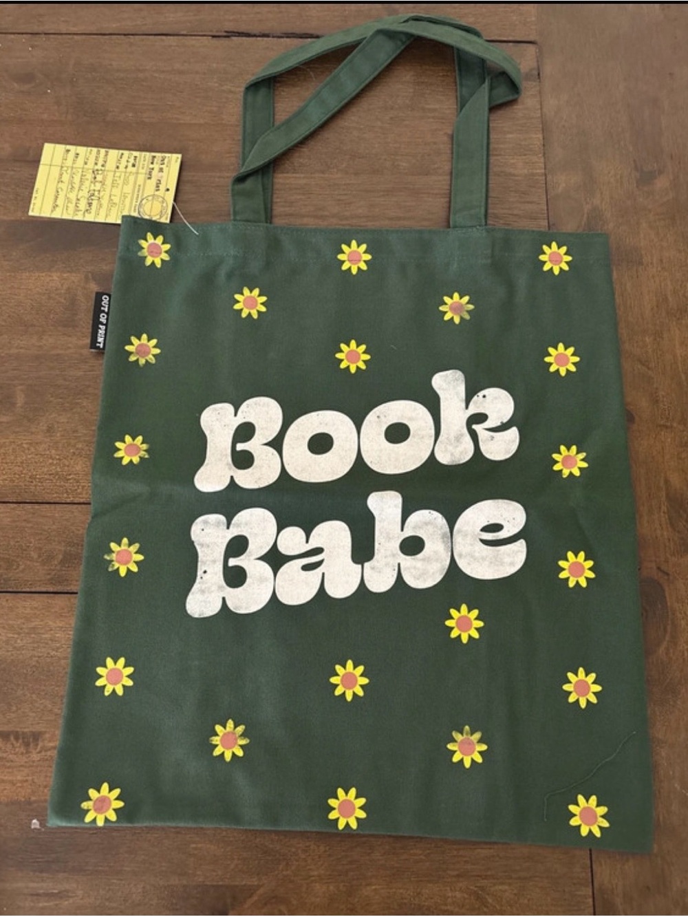 Book Babe Green Canvas Tote Bag